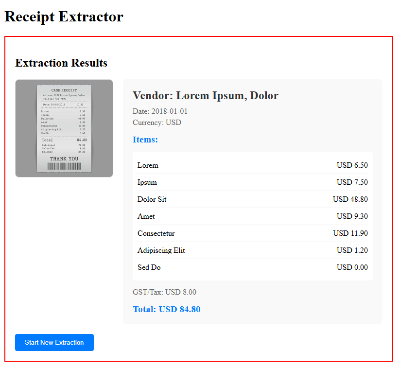 Receipt Extractor